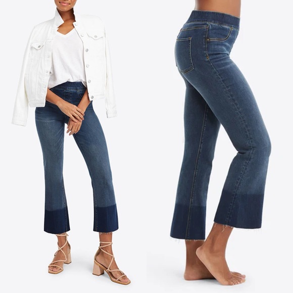 SPANX Cropped Flare Denim Stretch Jeans in Medium Wash - Picture 2 of 15